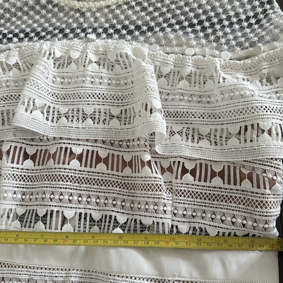 NWOT Self-Portrait "Yoke Frill Star" White Mini Dress Lace Detail Size US 10 - Picture 15 of 16